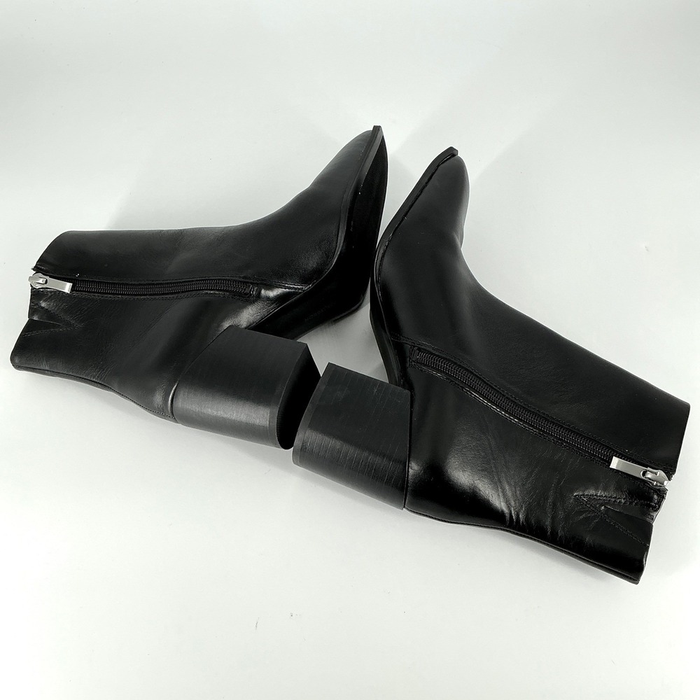 Nordstrom Size 8.5 Black Leather Square Toe Block Heel Ankle Boot NEW Vanna $140 - Picture 9 of 14